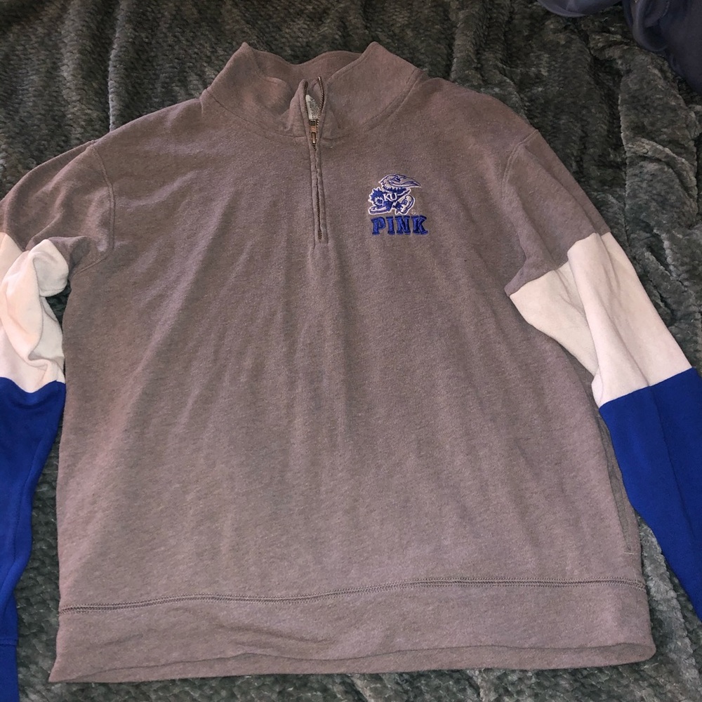 pink ku quarter zip
